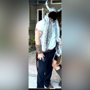 Viking Costume Set with Horned Helmet and Accessories